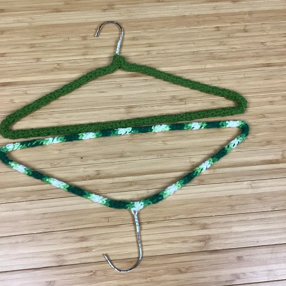 Vintage 1970s Set of 8 Crocheted Wire Hangers